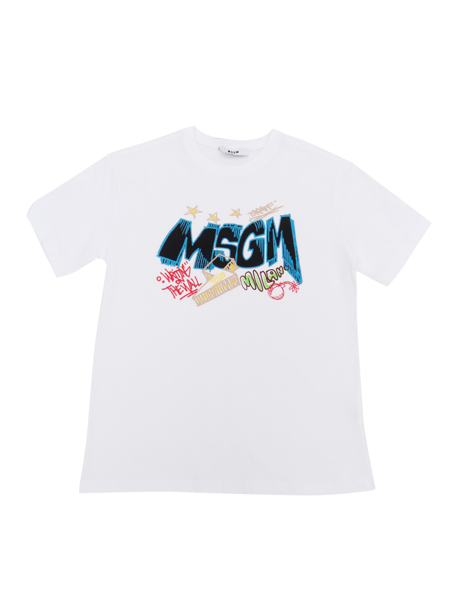 Shop Msgm White T-shirt With Logo