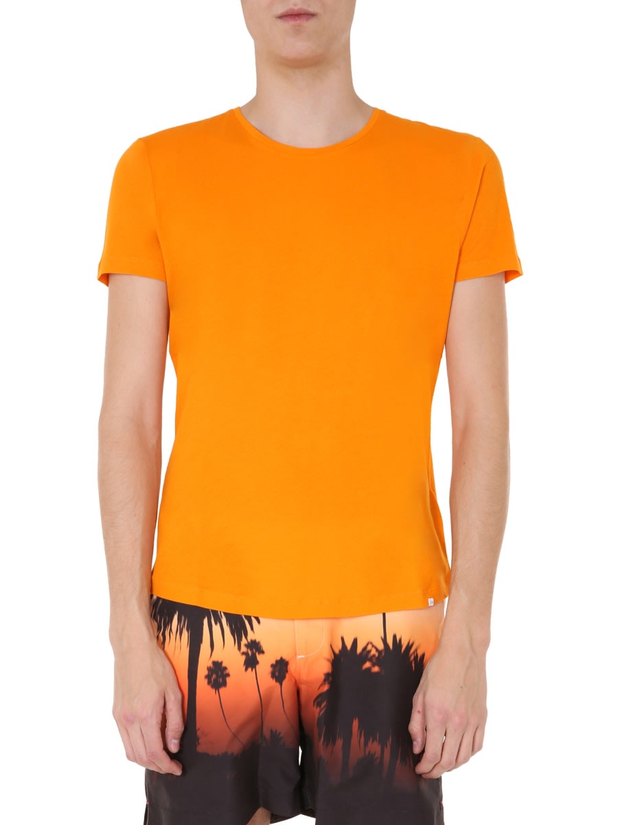 Shop Orlebar Brown Round Neck T-shirt In Orange