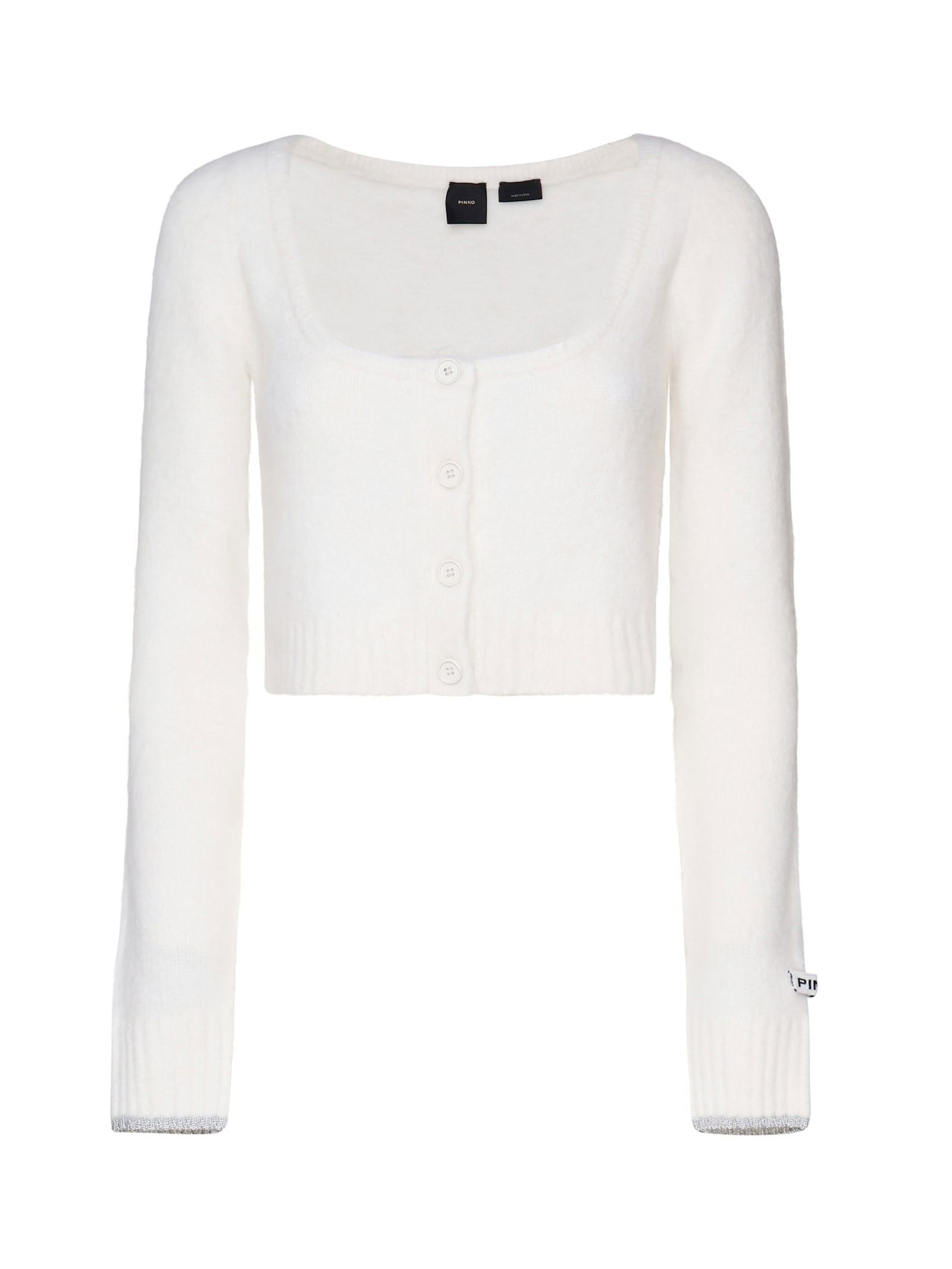 Shop Pinko Colorpoint Sweater With Wide Round Neckline In White