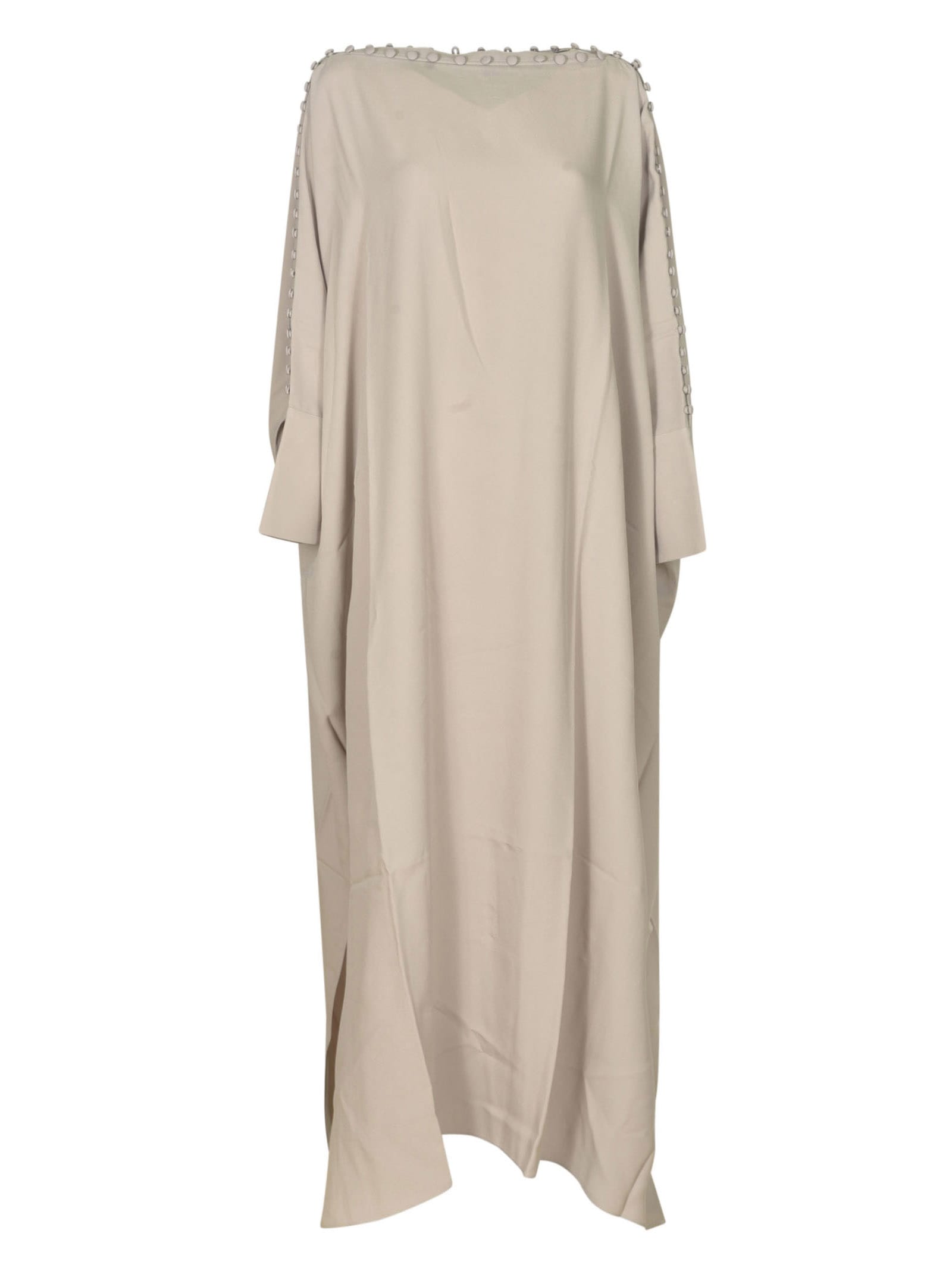 Taller Marmo Button Detail Long Dress In Silver