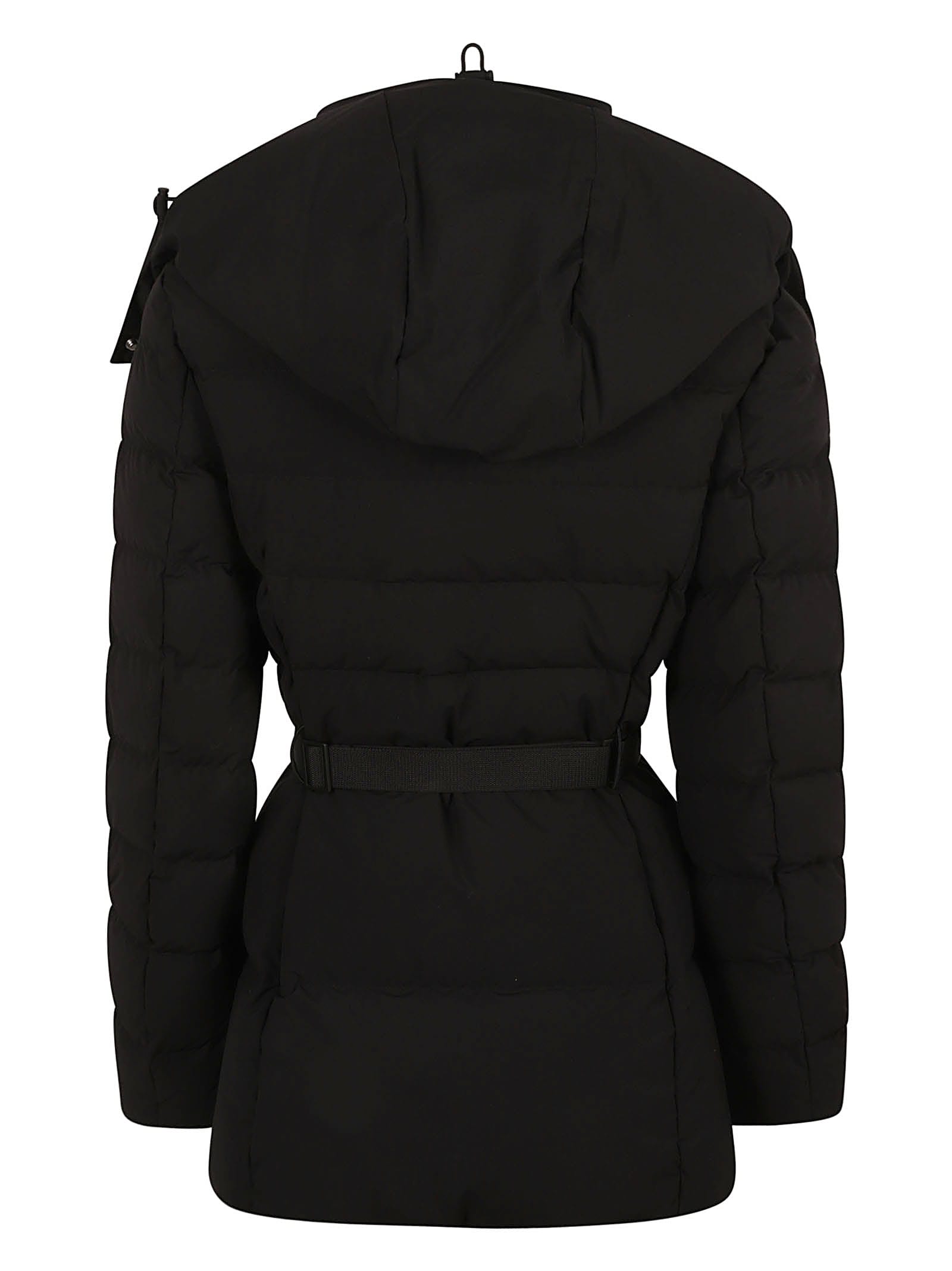 Shop Burberry Belted Padded Jacket In Black