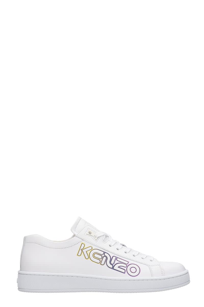 KENZO SNEAKERS IN WHITE LEATHER,11297005