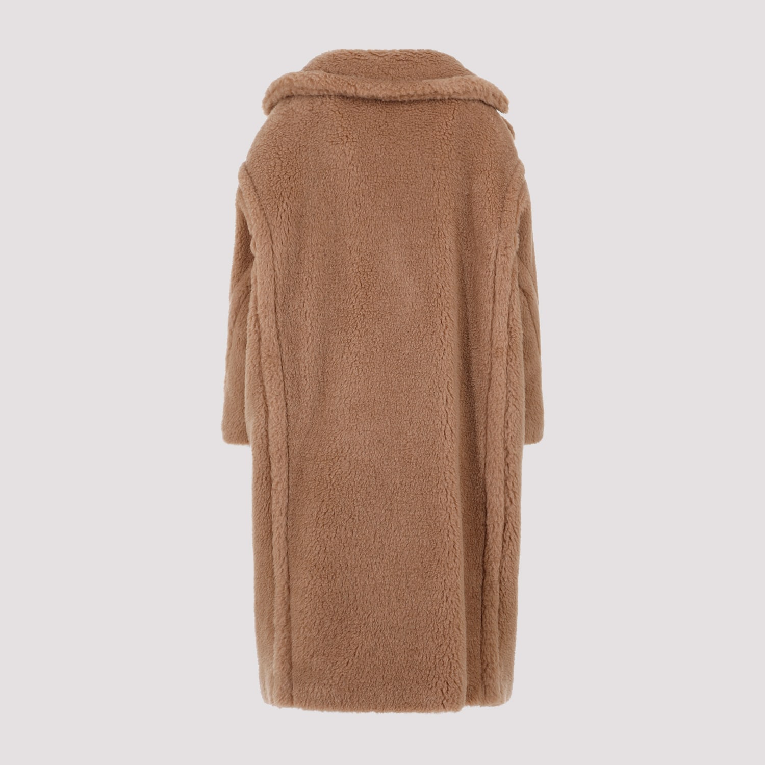 Max Mara Camel Hair And Silk Long Teddy Coat In Brown