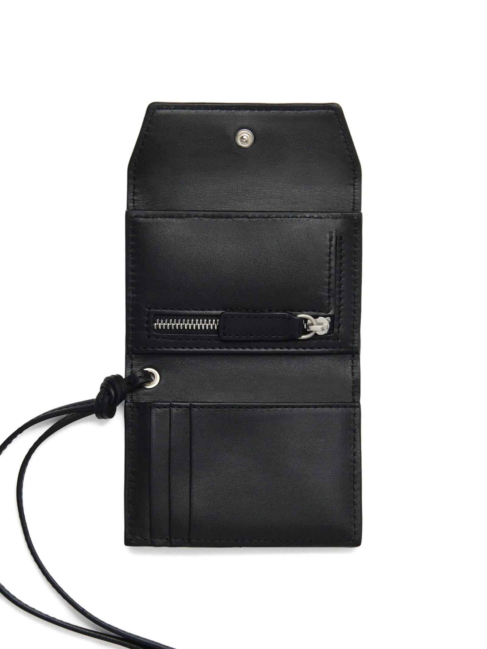 Jacquemus Rectangular Black Leather Card Wallet With Logo Detailing In Black