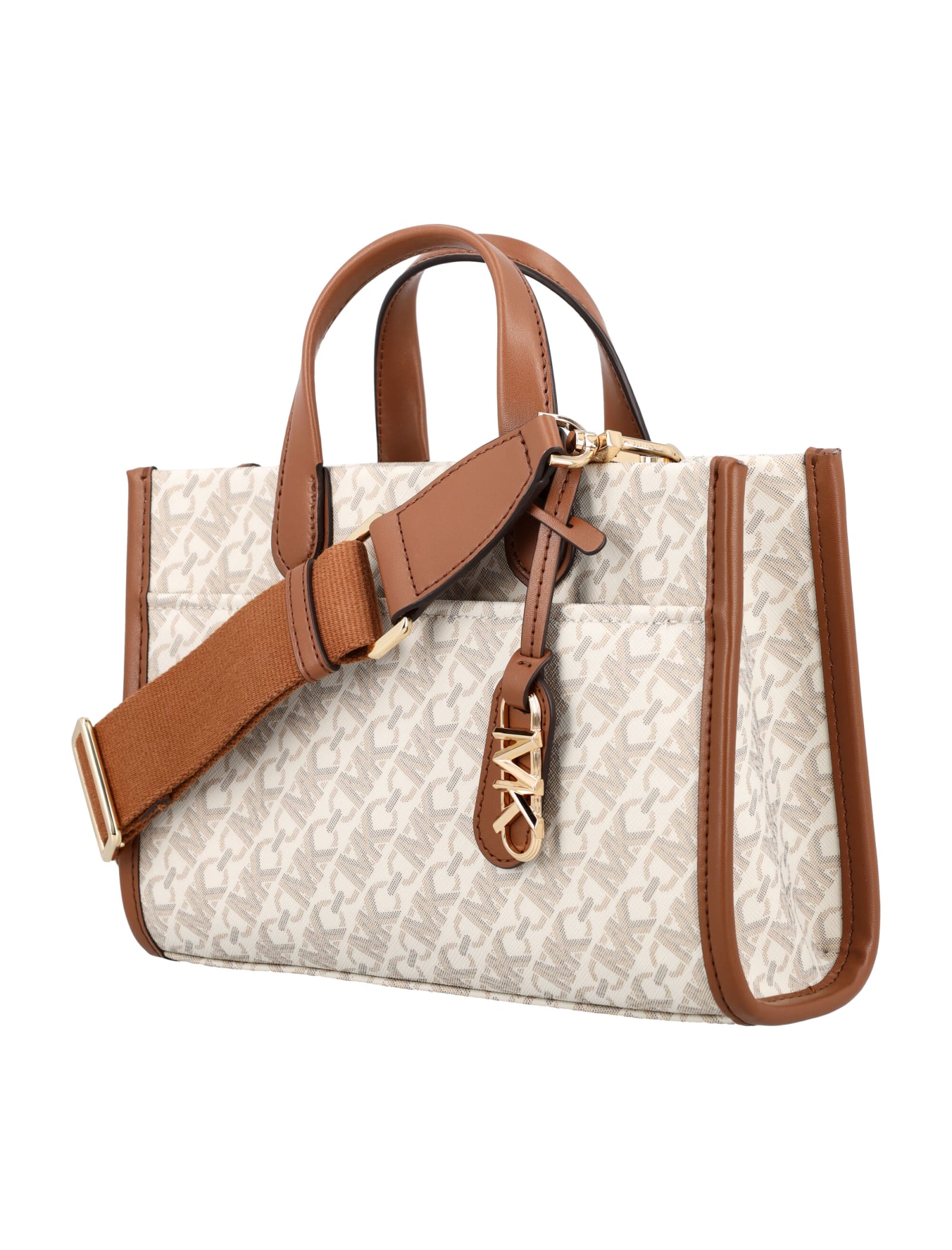 Shop Michael Michael Kors Gigi Msgr Tote Bag In Vanilla/lugg