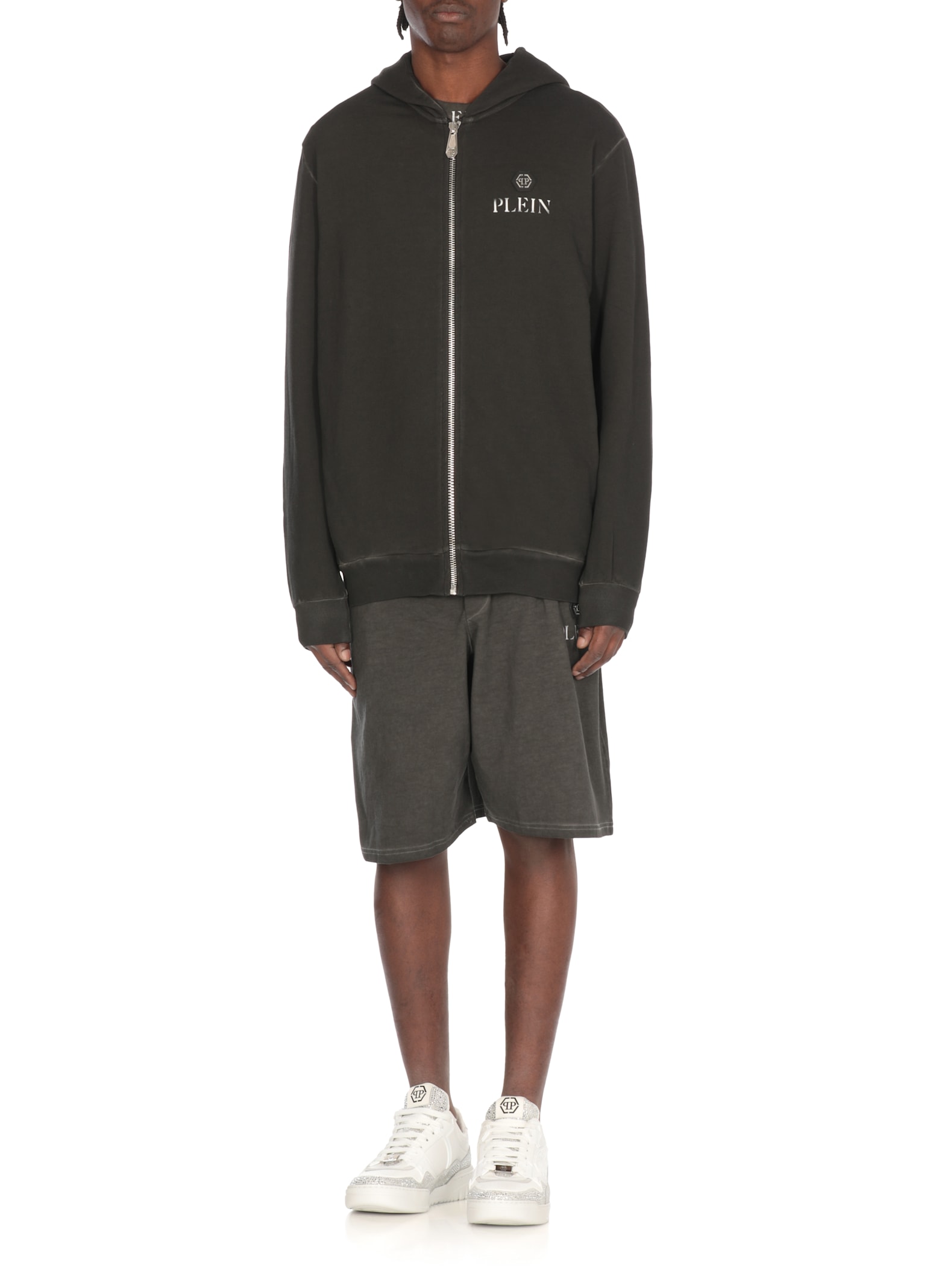 Philipp Plein Black Hoodie With Logo Print