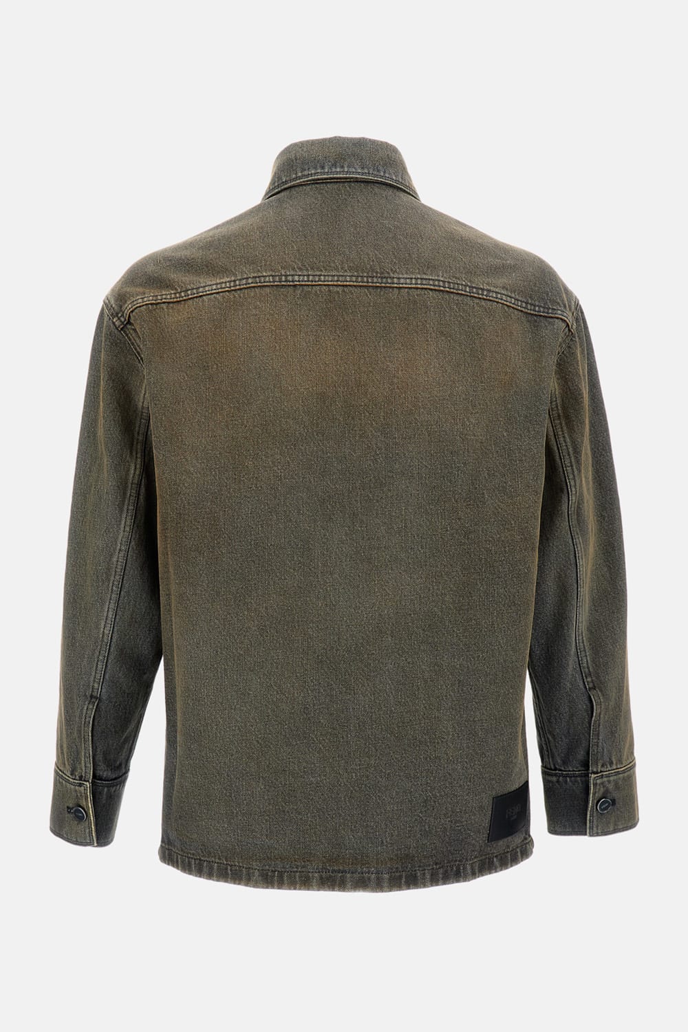 Fendi Long-sleeved Denim Shirt In Brown