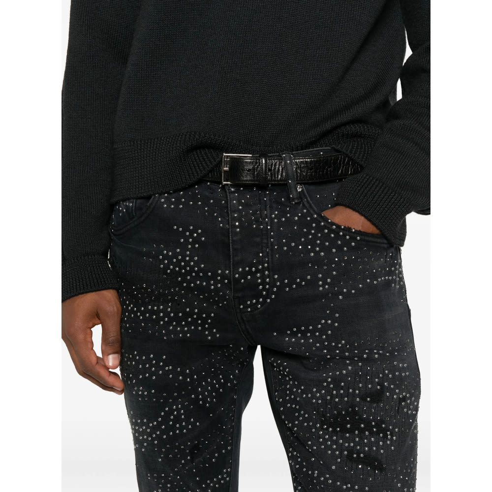 Purple Brand Embellished Distressed Denim In Black