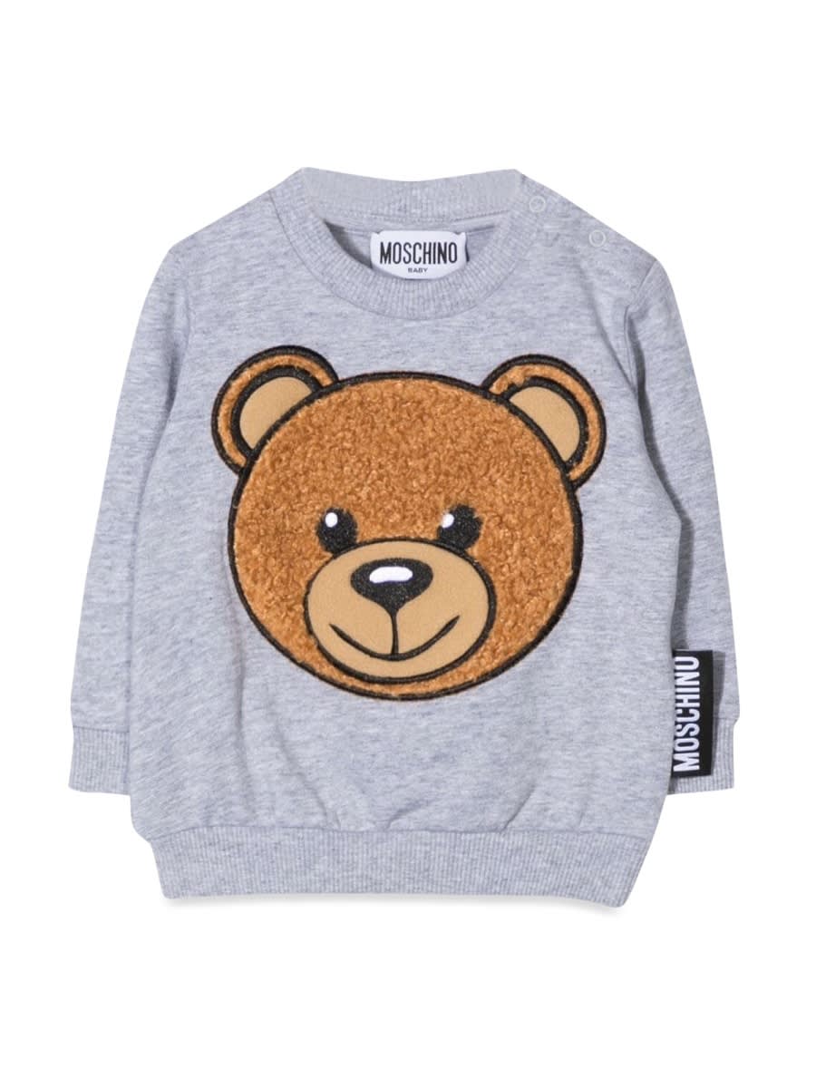 Moschino Babies' Felpa Teddy Bear Con Ricamo In Grey