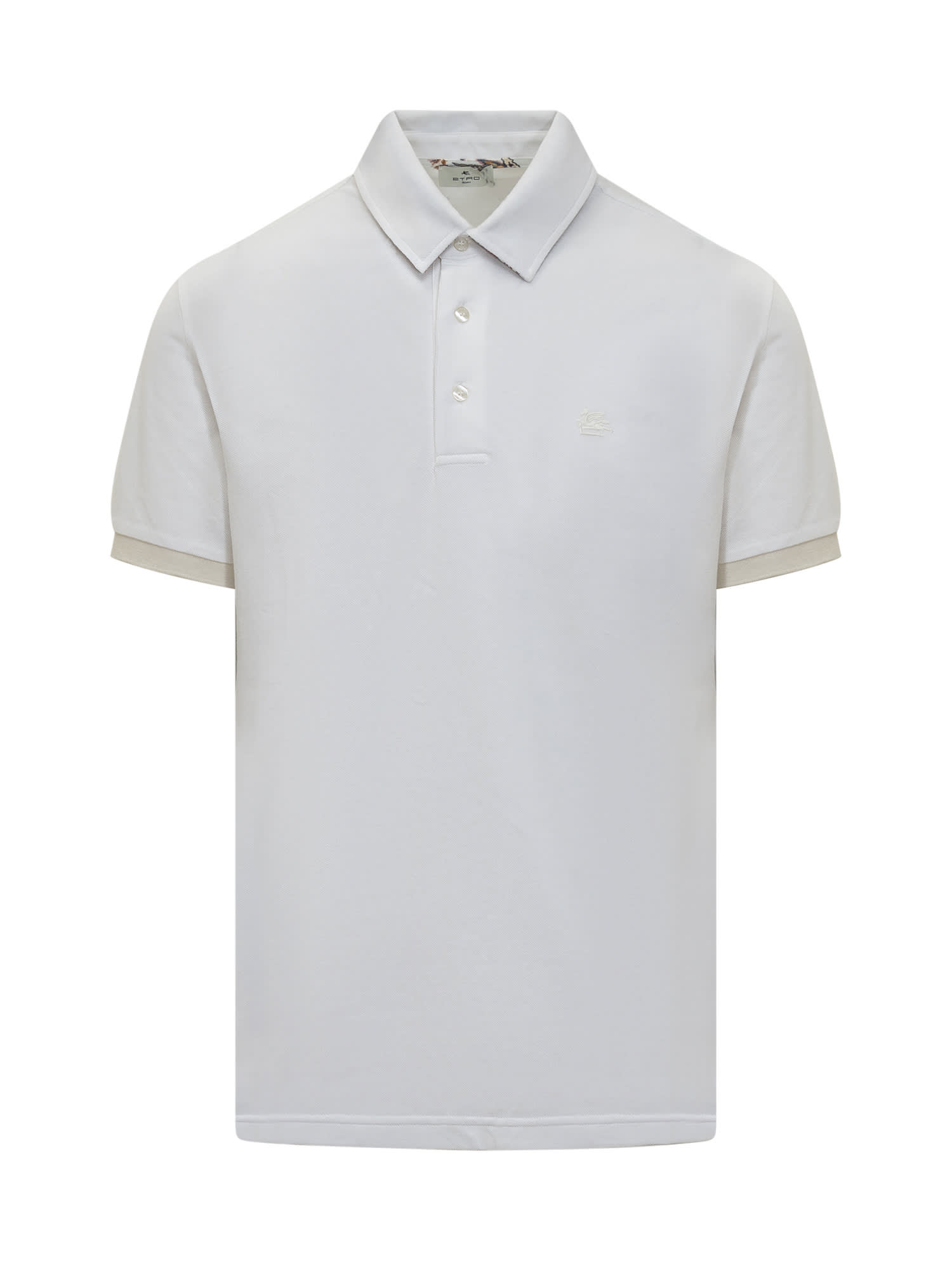 Shop Etro Polo Shirt With Logo In Bianco Ottico