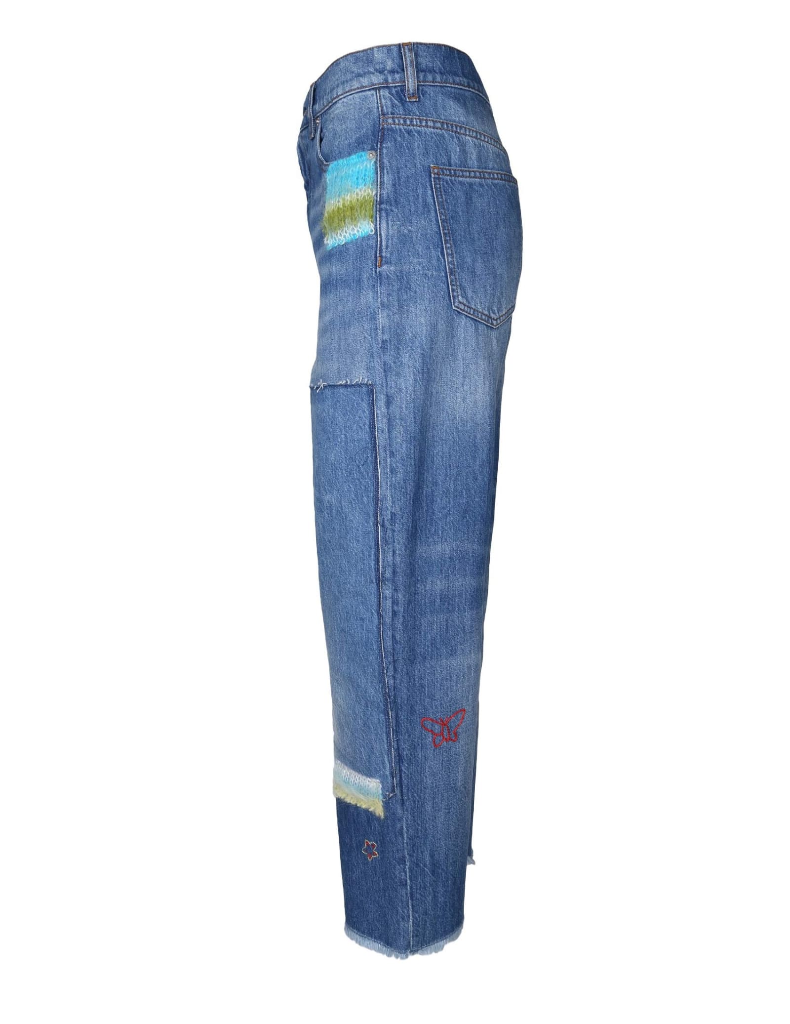 Shop Marni Jeans In Denim Biologico Con Toppe Applicate