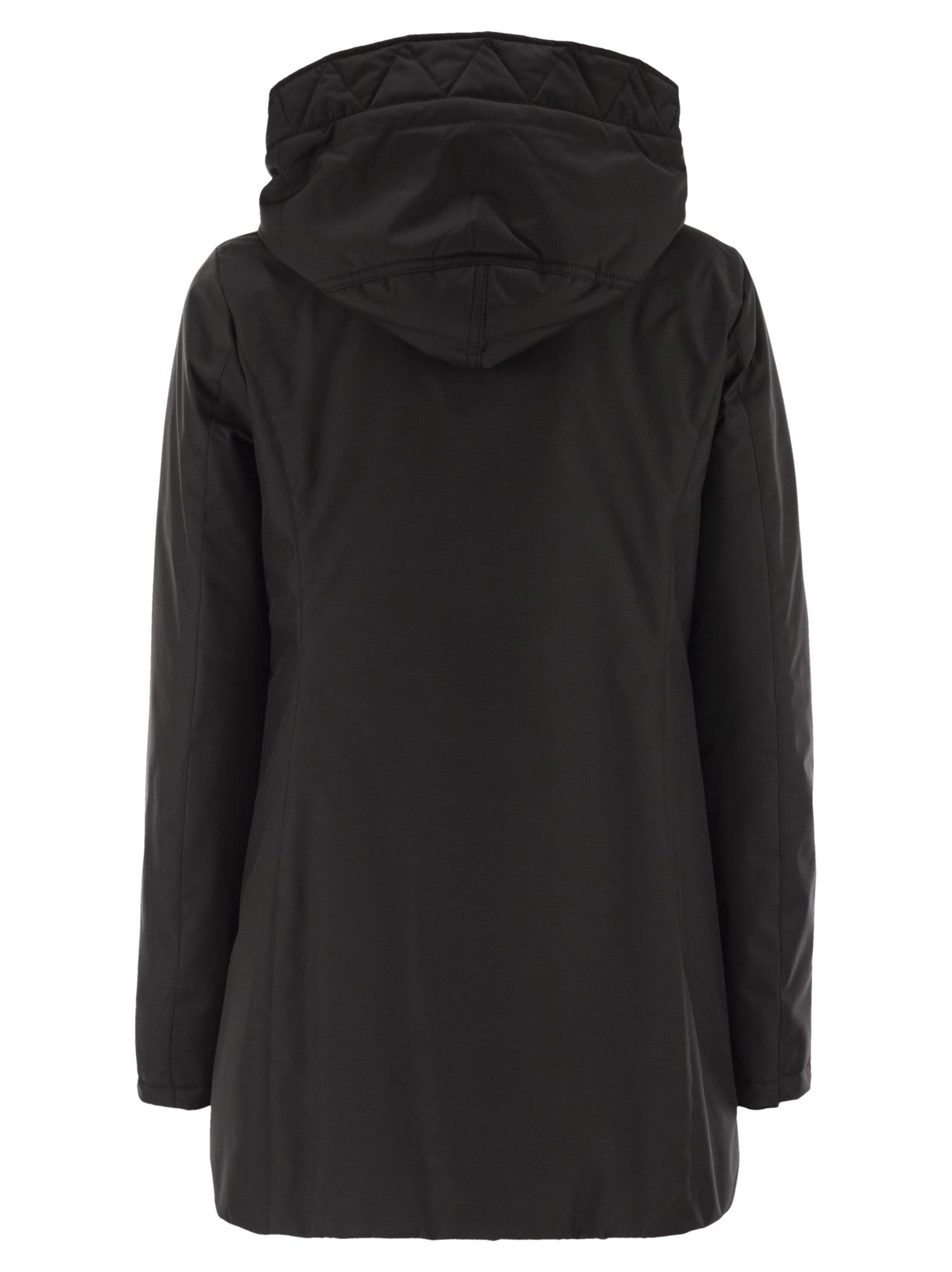 Fay Technical Gabardine Toggle Coat In Black