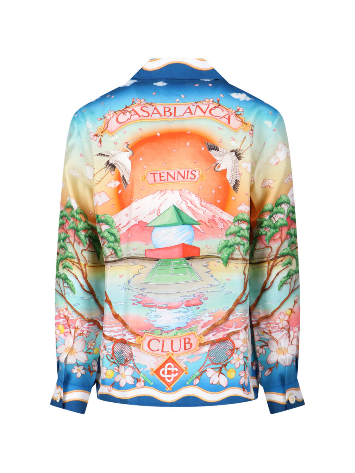 Casablanca Tennis Club Convertible-collar Printed Silk-twill Shirt In Multi