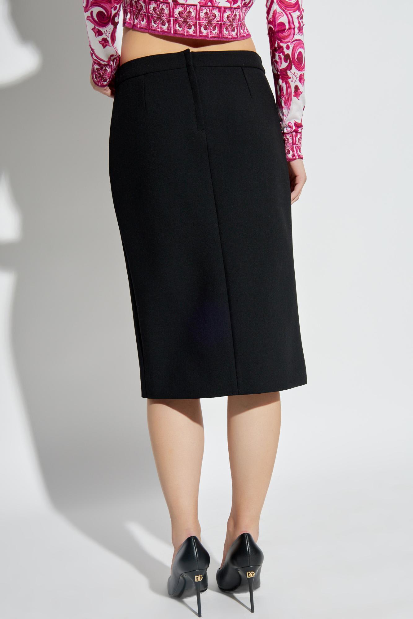 Shop Dolce & Gabbana Wool Skirt In Nero