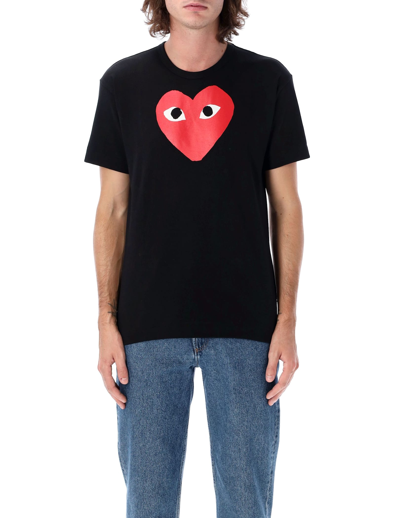 Shop Comme Des Garçons Play Big Heart Print Tee In Black