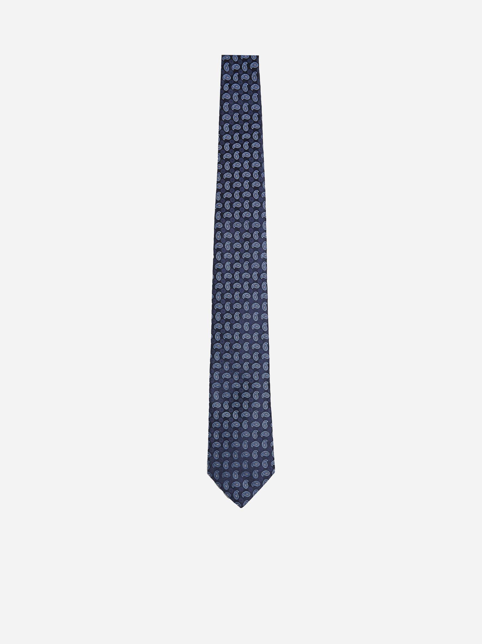 Blue Paisley Jacquard Silk Tie Etro