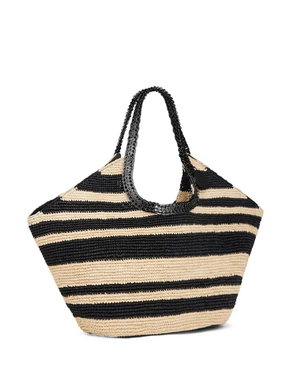 Shop Rabanne Striped Raffia Tote Bag With 1969 Discs Details In Brown