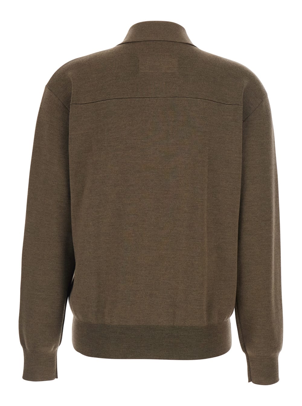 Phoebe Philo Brown Polo Shirt With Classic Collar And Front Zip Closure In Wool Woman In Brown
