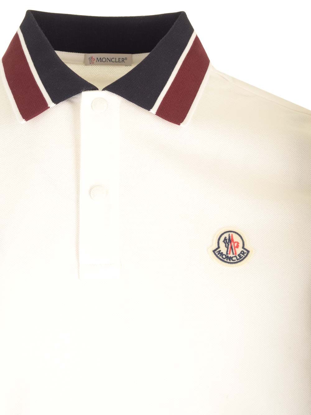 Shop Moncler Short Sleeve Polo In White