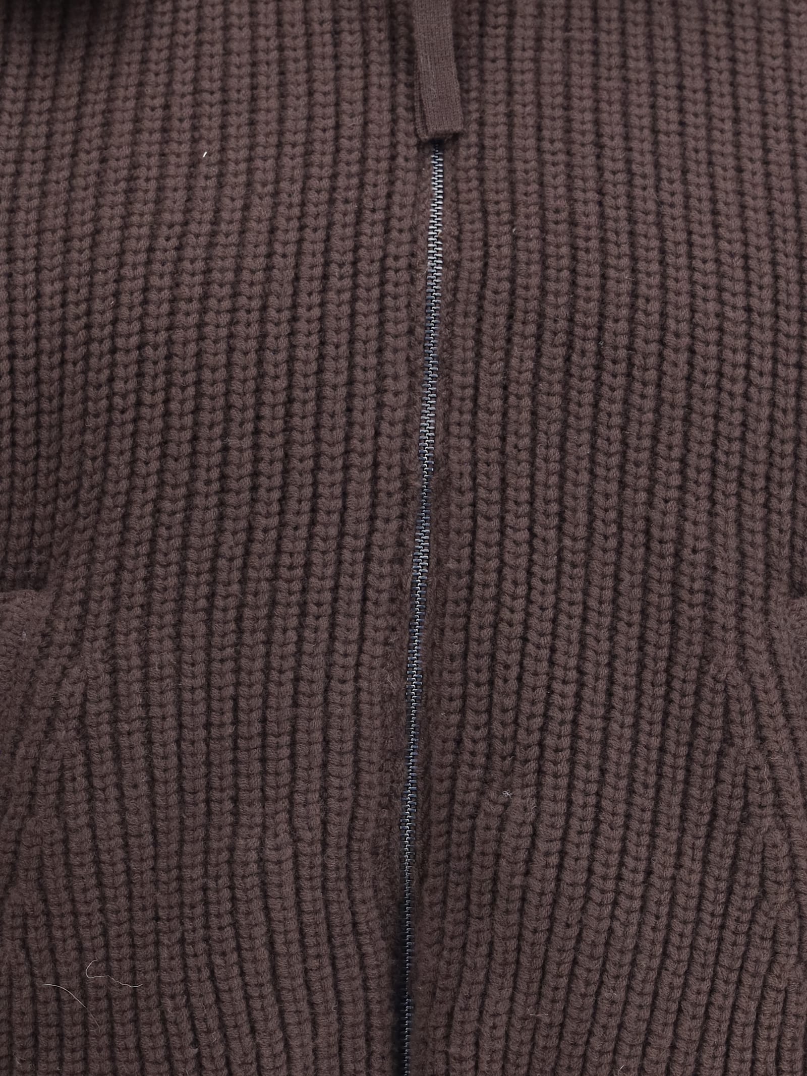 P.a.r.o.s.h P. A.r. O.s. H. Reversible Ribbed Knit Jacket With Hood In Brown