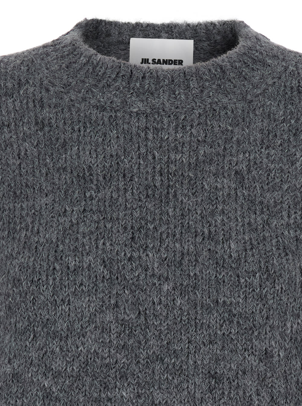 Shop Jil Sander Oversized Grey Sweater With Ribbed Trim In Wool Woman