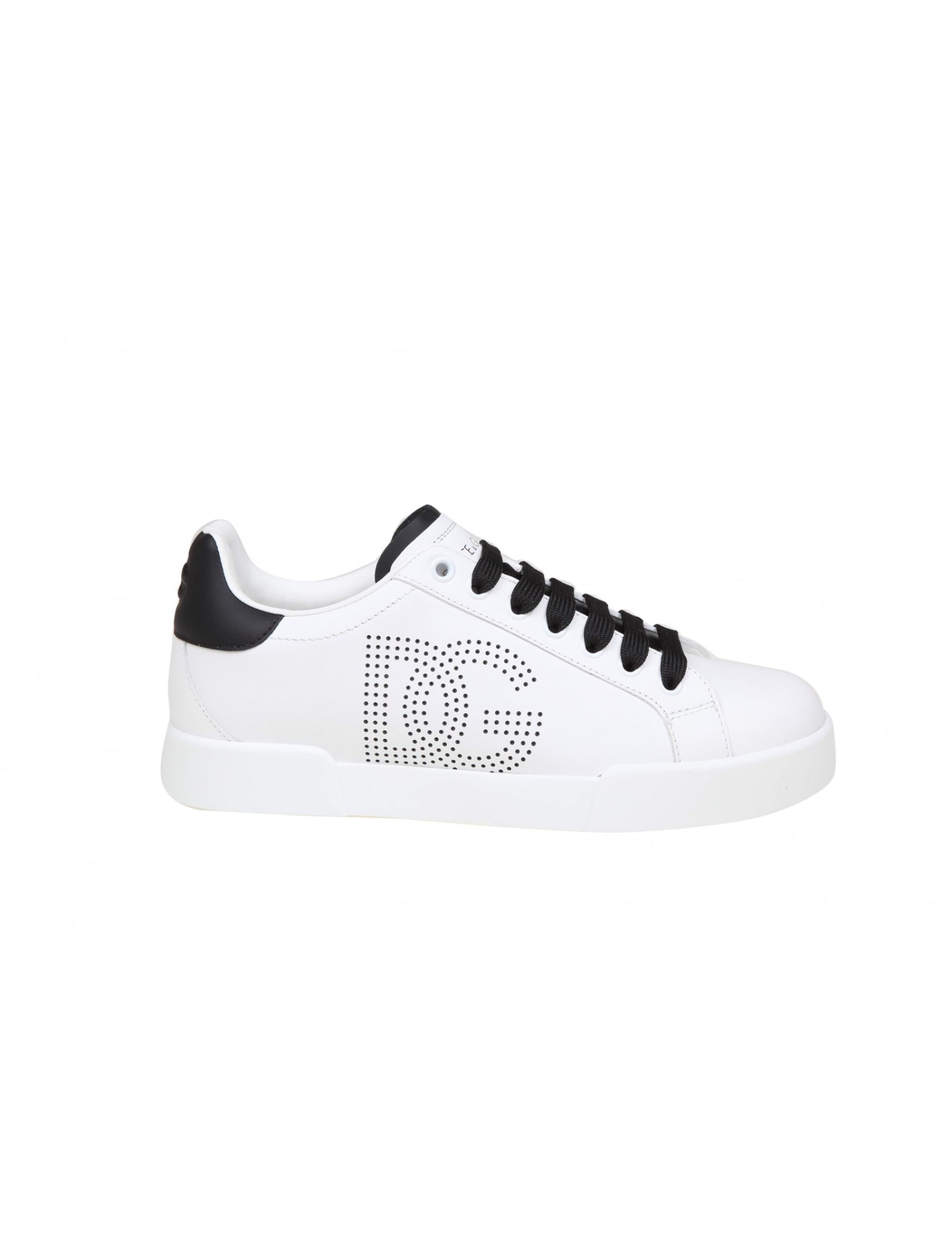 Dolce & Gabbana Dolce E Gabbana Portofino Light Sneakers In Black And White Leather