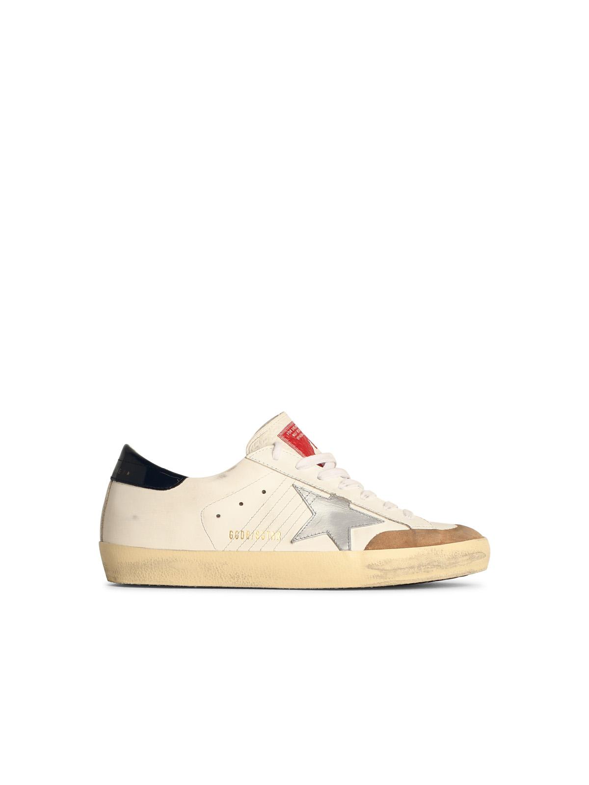 Shop Golden Goose White Leather Sneakers