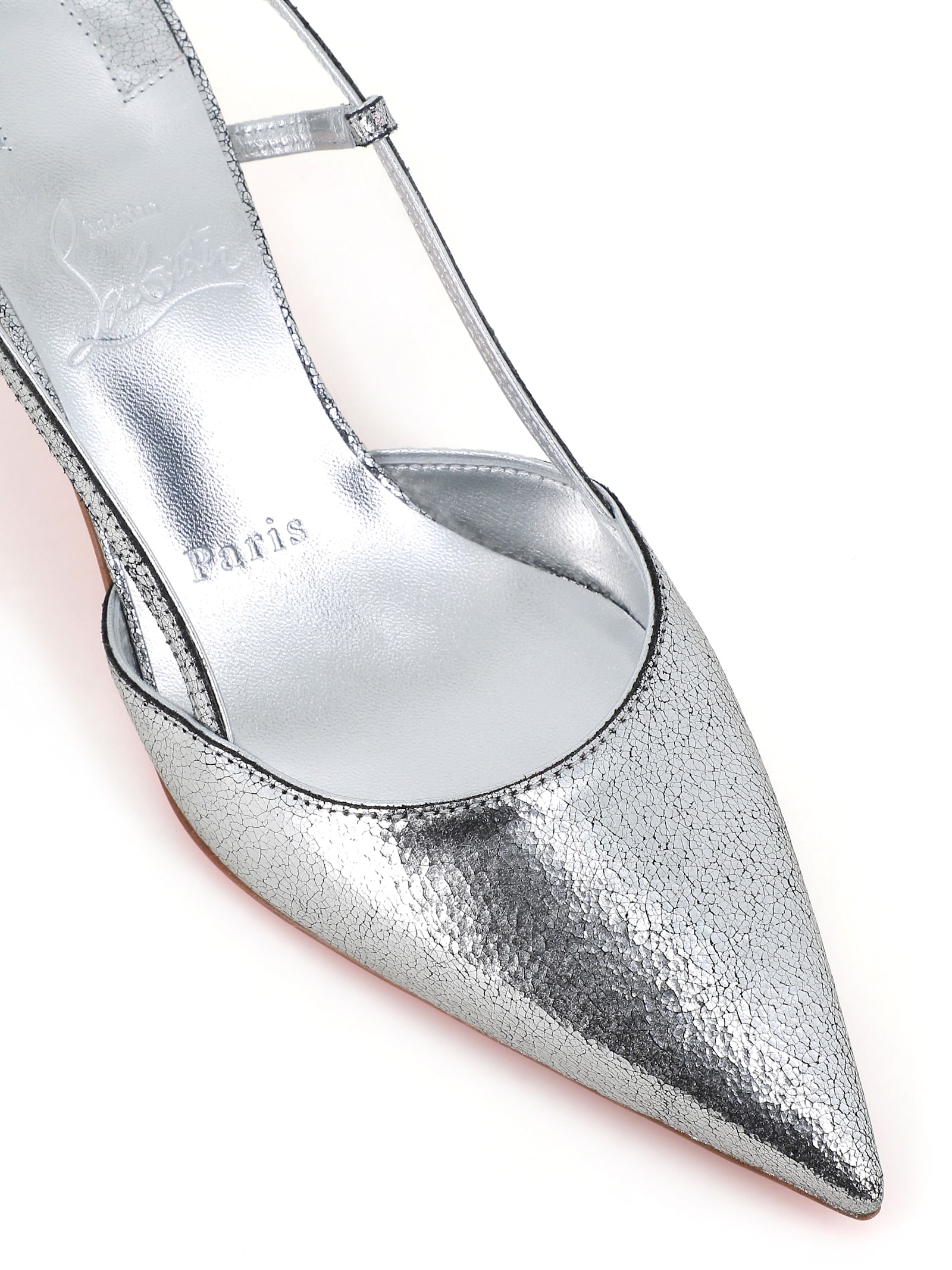 Christian Louboutin Condoroline 55 Leather Slingback Pump In Silver
