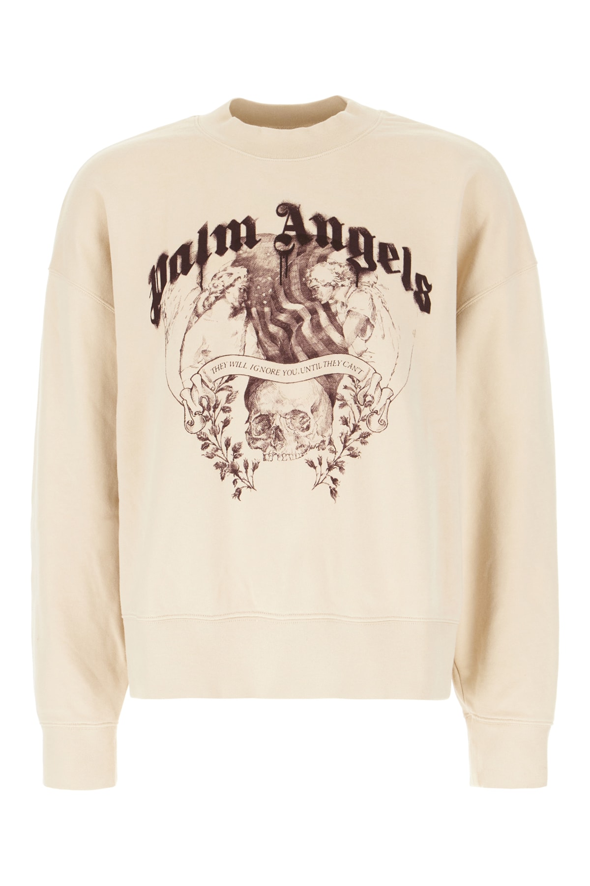 Shop Palm Angels Sand Cotton Oversize Sweatshirt In Light Beige Plum