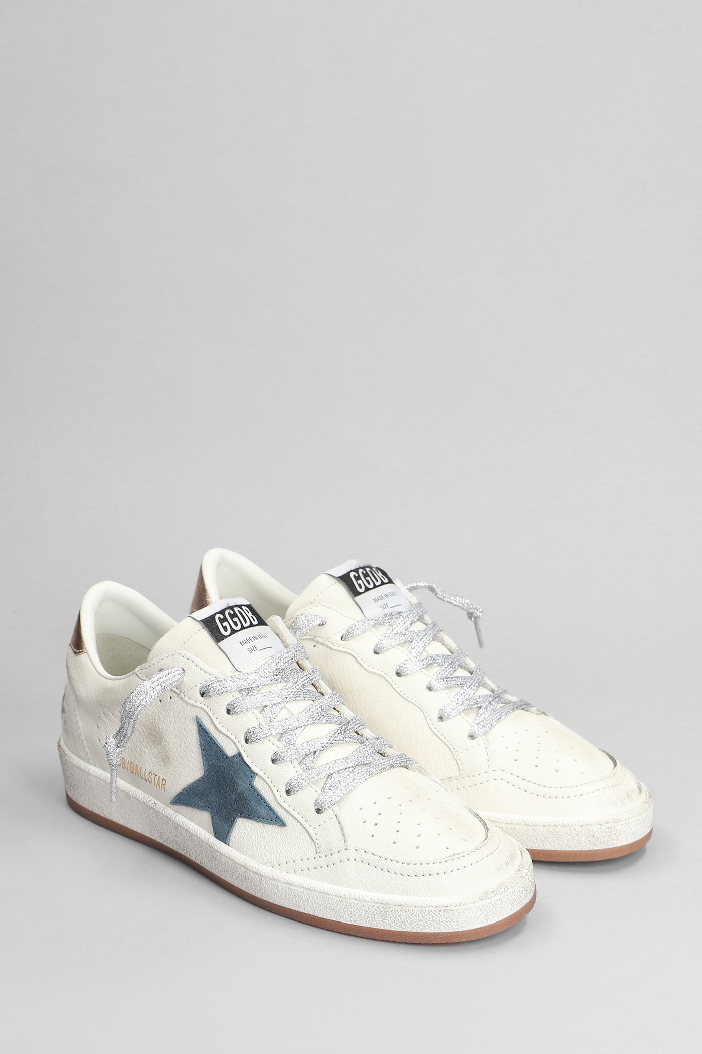 Shop Golden Goose Ball Star Sneakers In White Leather