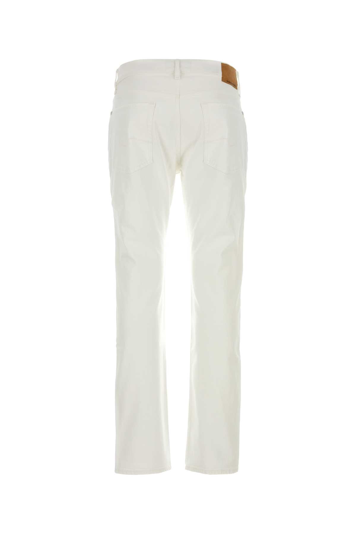 Shop 7 For All Mankind White Stretch Denim The Straight Jeans In Bianco
