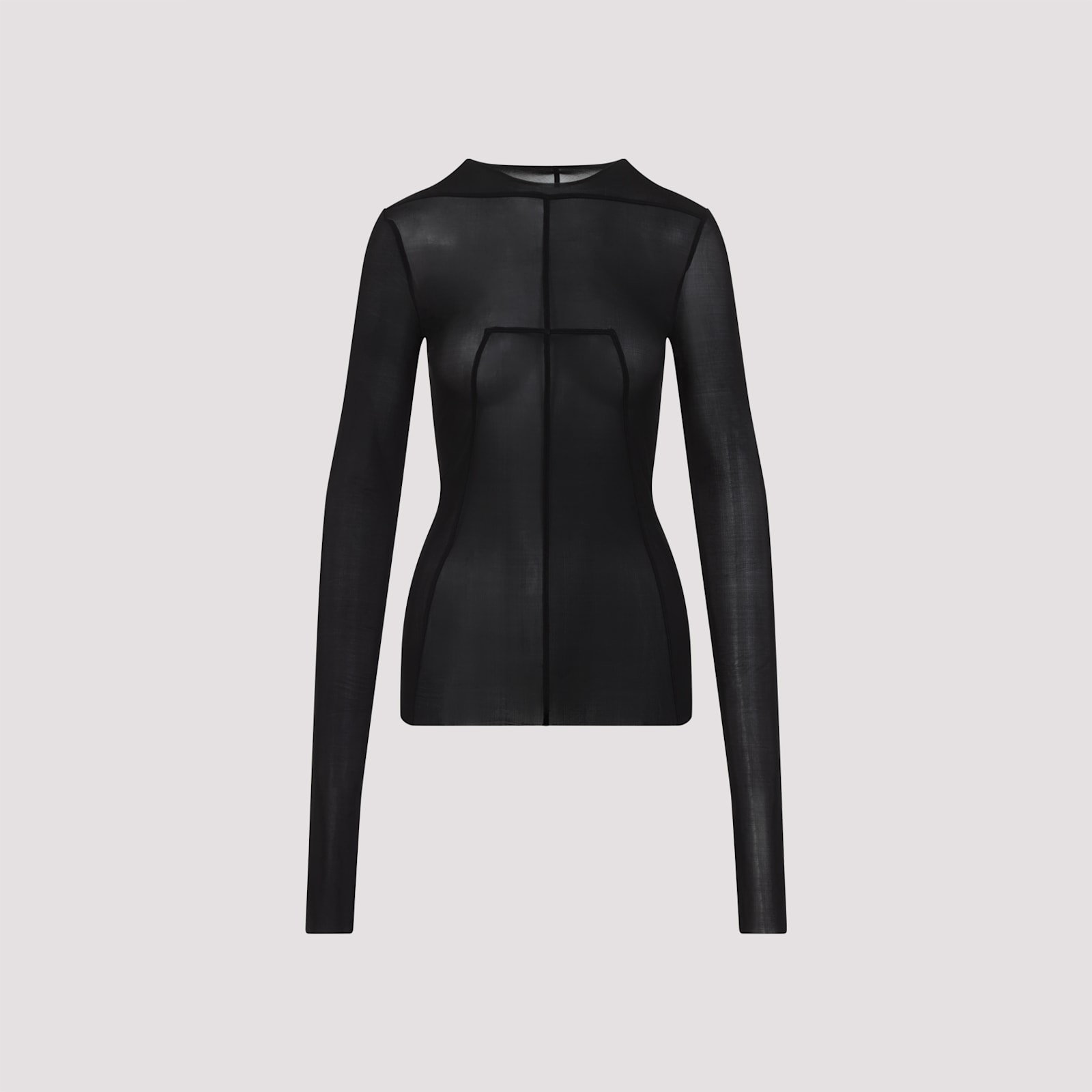 Rick Owens Fitted High Neck Top In Luxurious Cupro-elastane Blend