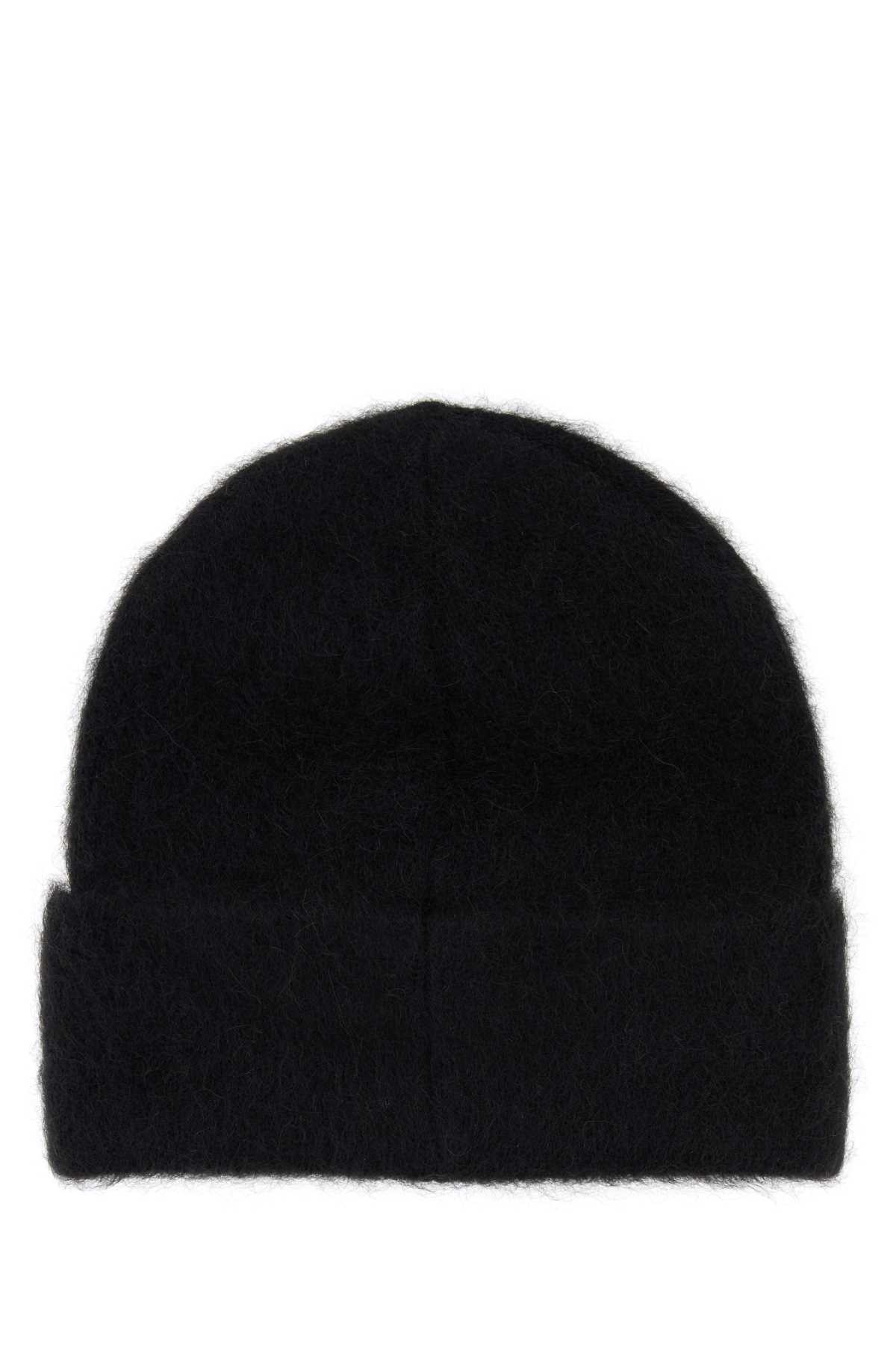 By Far Black Alpaca Beanie Hat