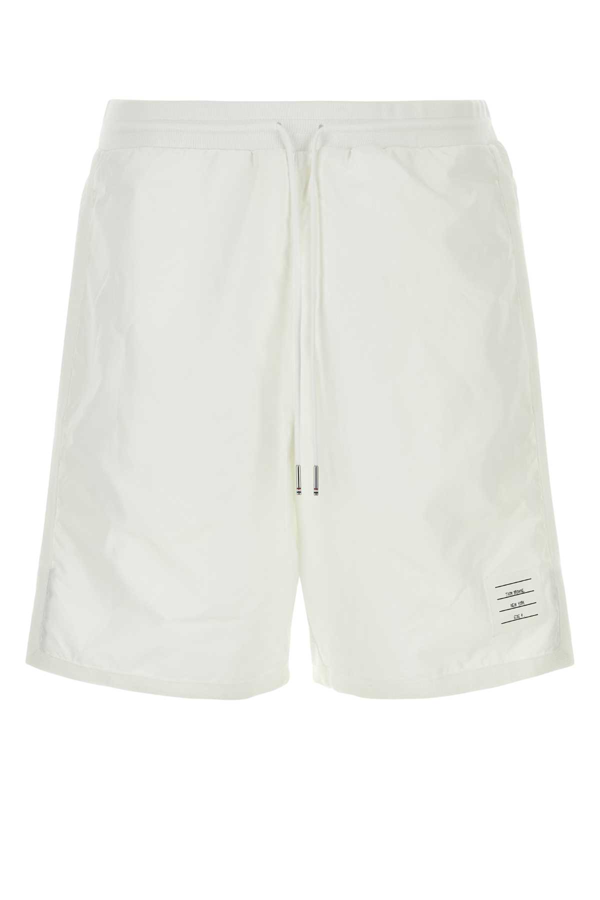 Shop Thom Browne White Polyester Bermuda Shorts