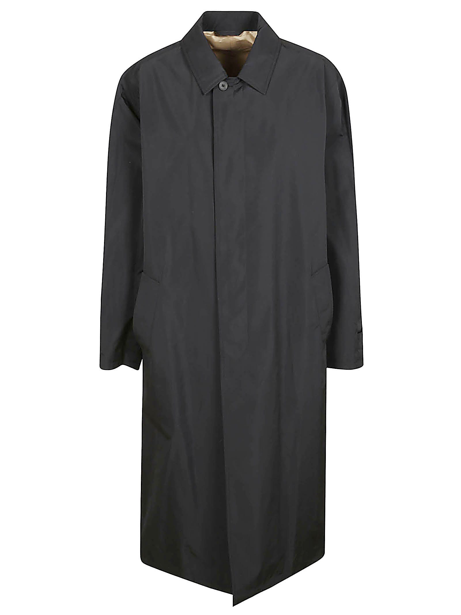 Maison Flaneur Single-button Long Plain Coat In Black