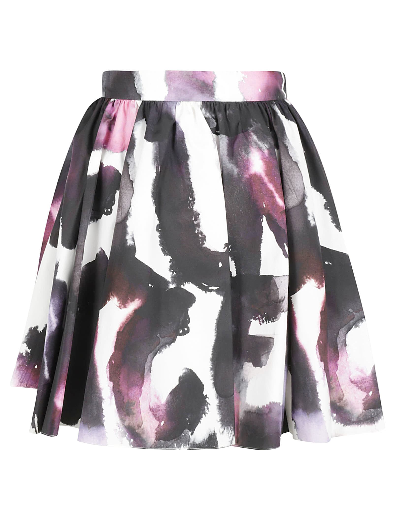 Alexander McQueen Graphic Printed Pleated Skirt