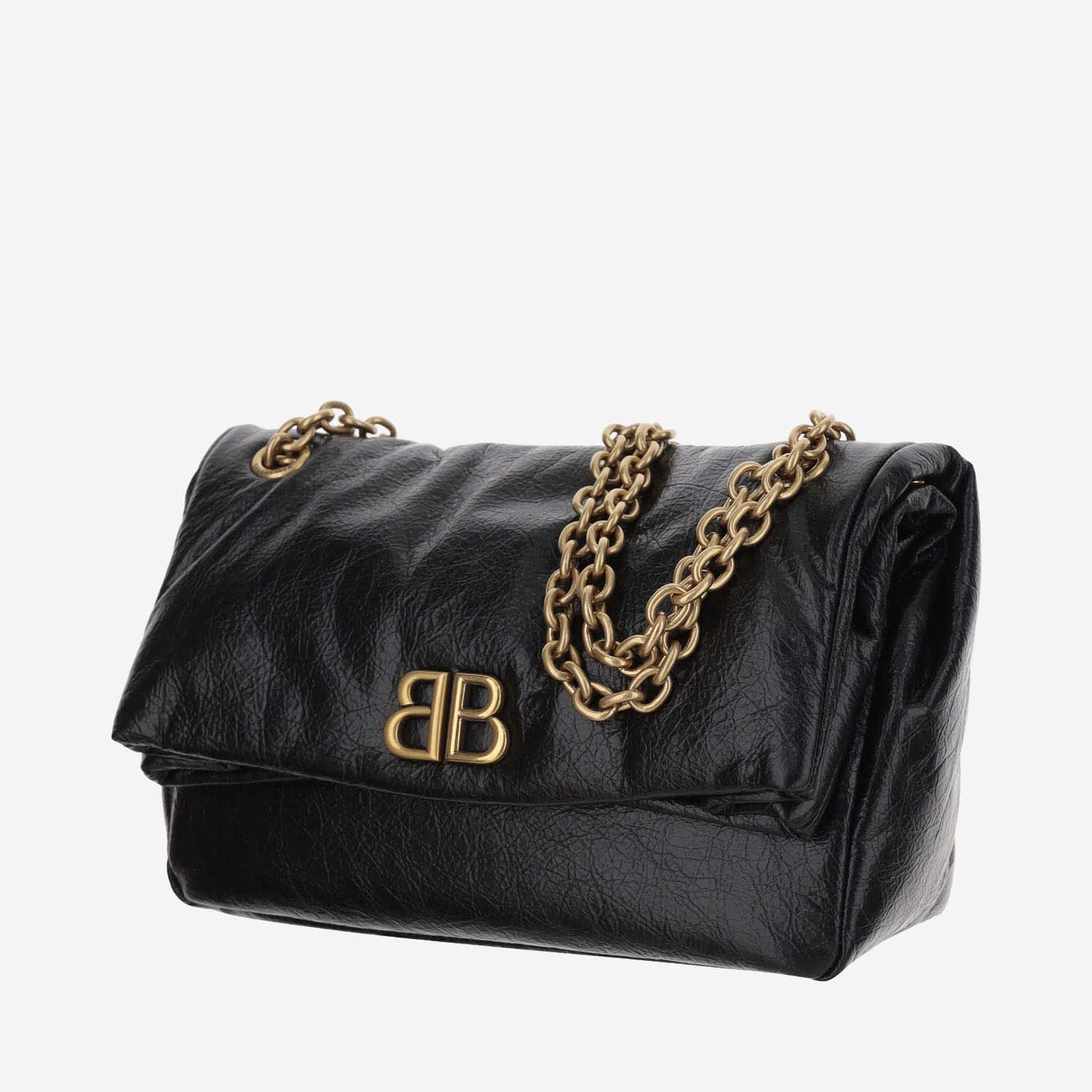 Shop Balenciaga Monk Small Leather Shoulder Bag In Black