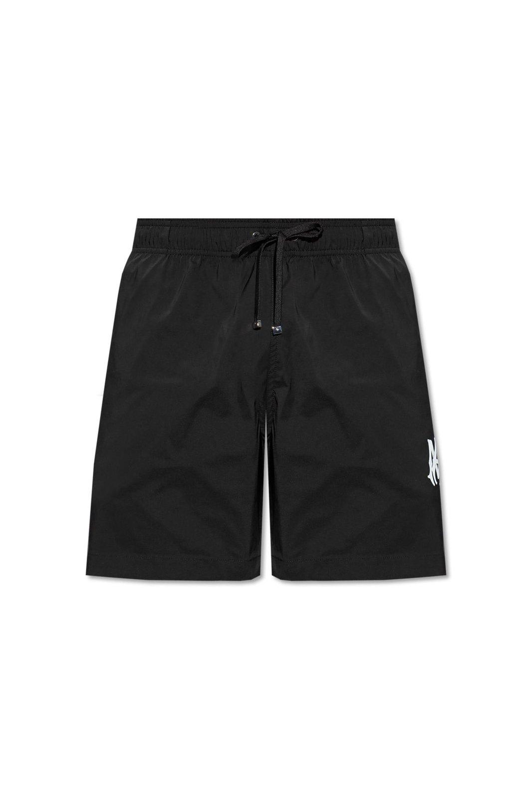 Shop Amiri Ma Printed Swim Shorts In Black