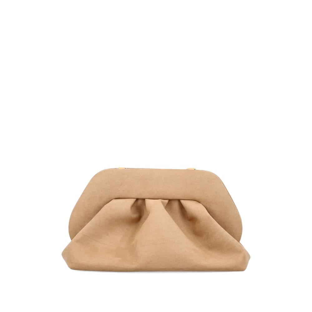 Themoirè Suede Eco Shoulder Bag With Detachable Strap And Pleated Design In Neutral