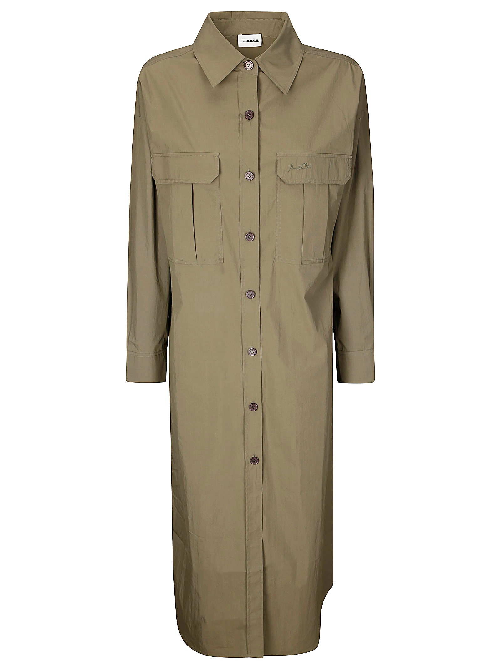 P.a.r.o.s.h . Olive Dresslong Sleeve Dress With Collar In Gray