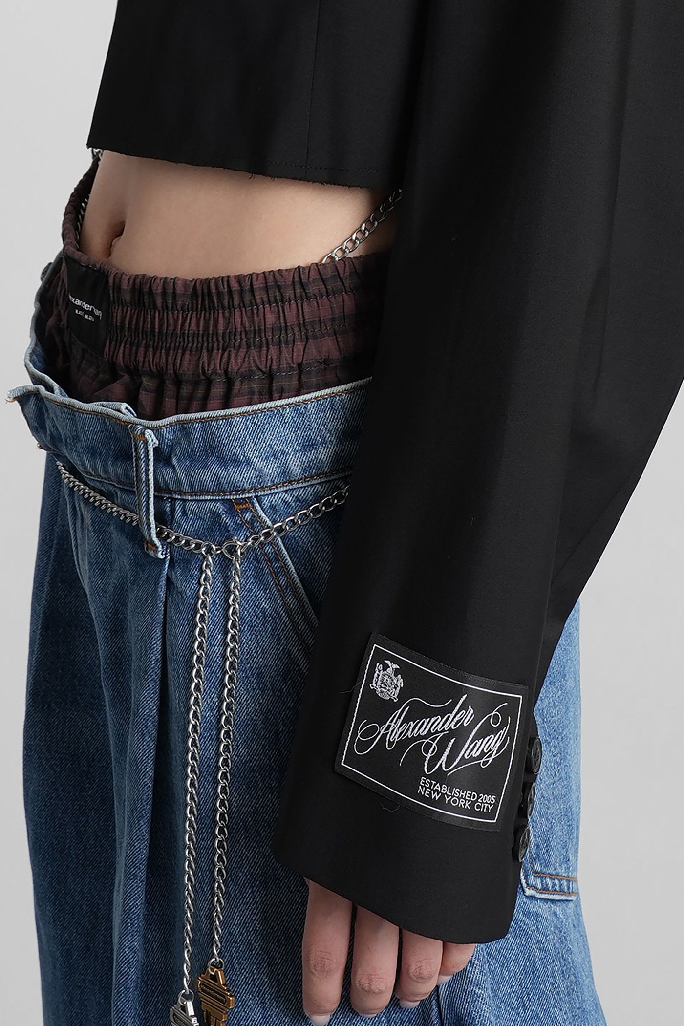 Alexander Wang Cropped Blazer With Chain In Black