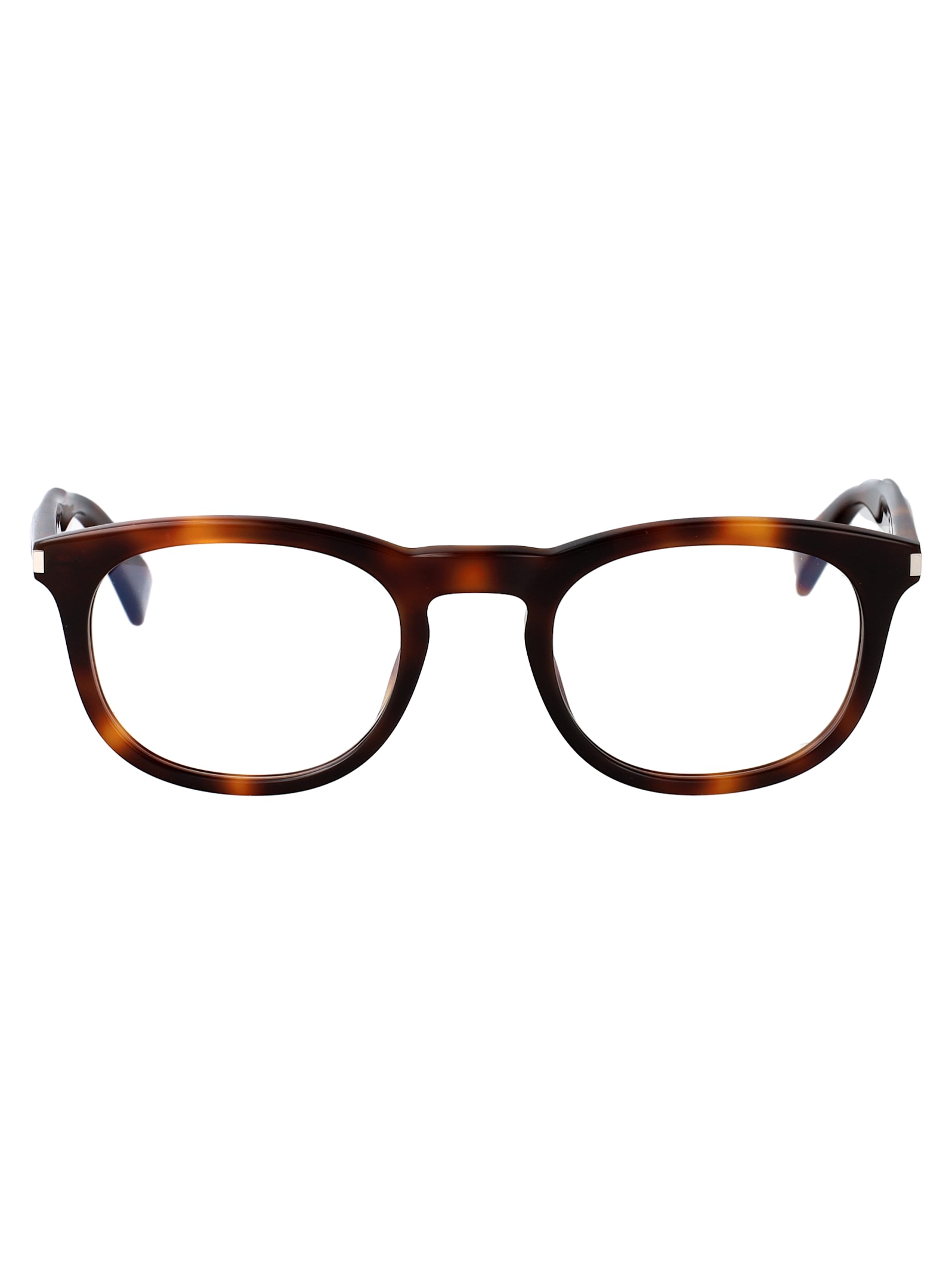 Saint Laurent Havana-havana-transparent Recycled Acetate Glasses In Transparent