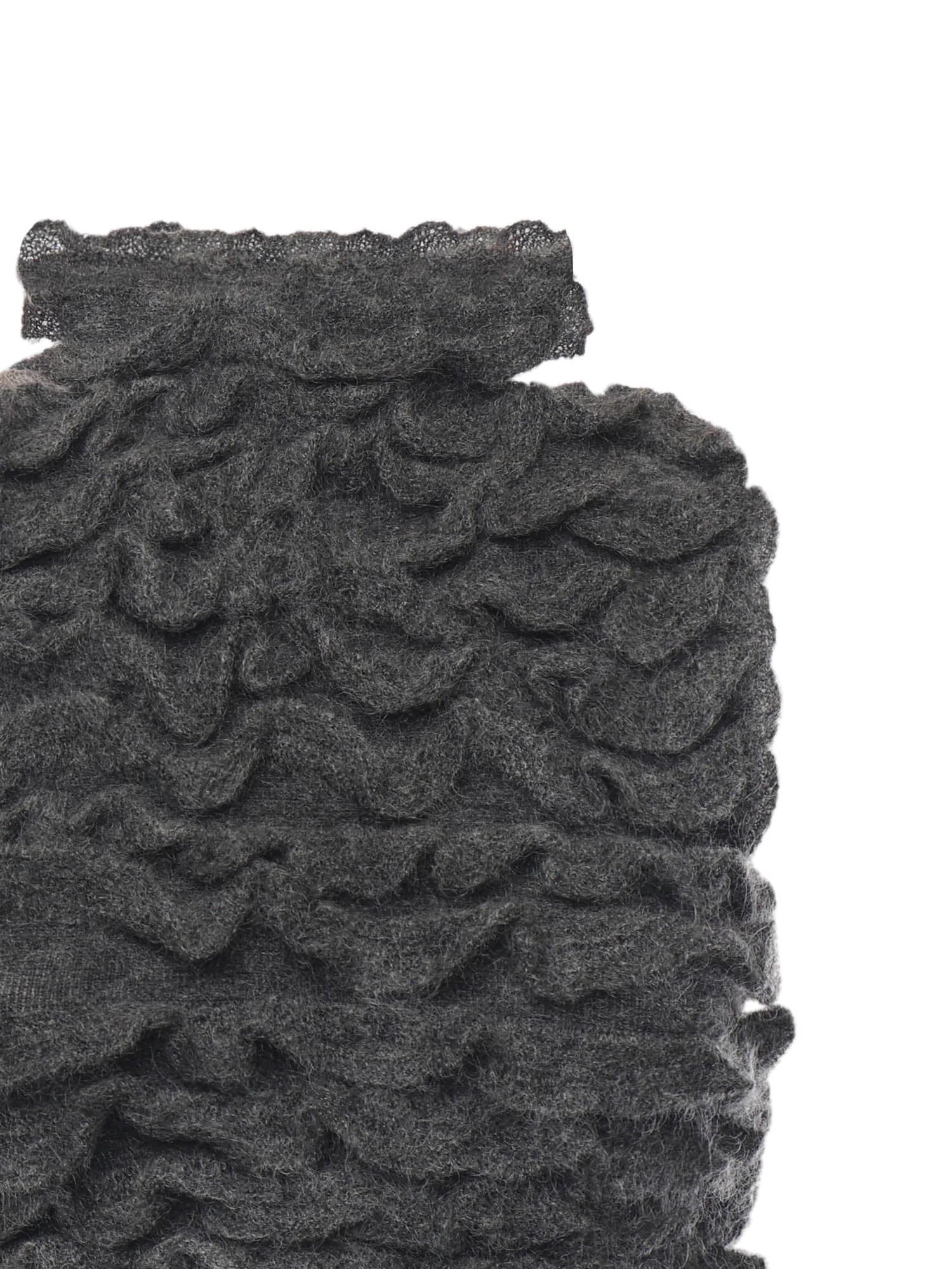Alaïa Ruffled Mohair-blend Cropped Top In Black
