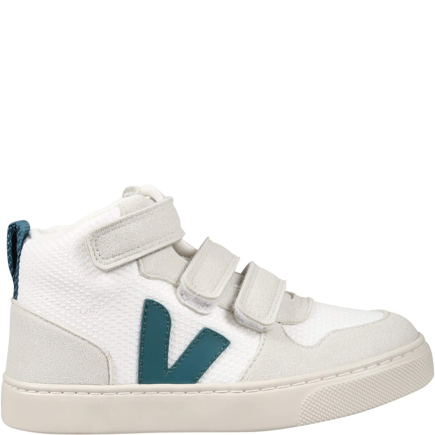 Veja Kids' White Sneakers For Boy With Green Logo