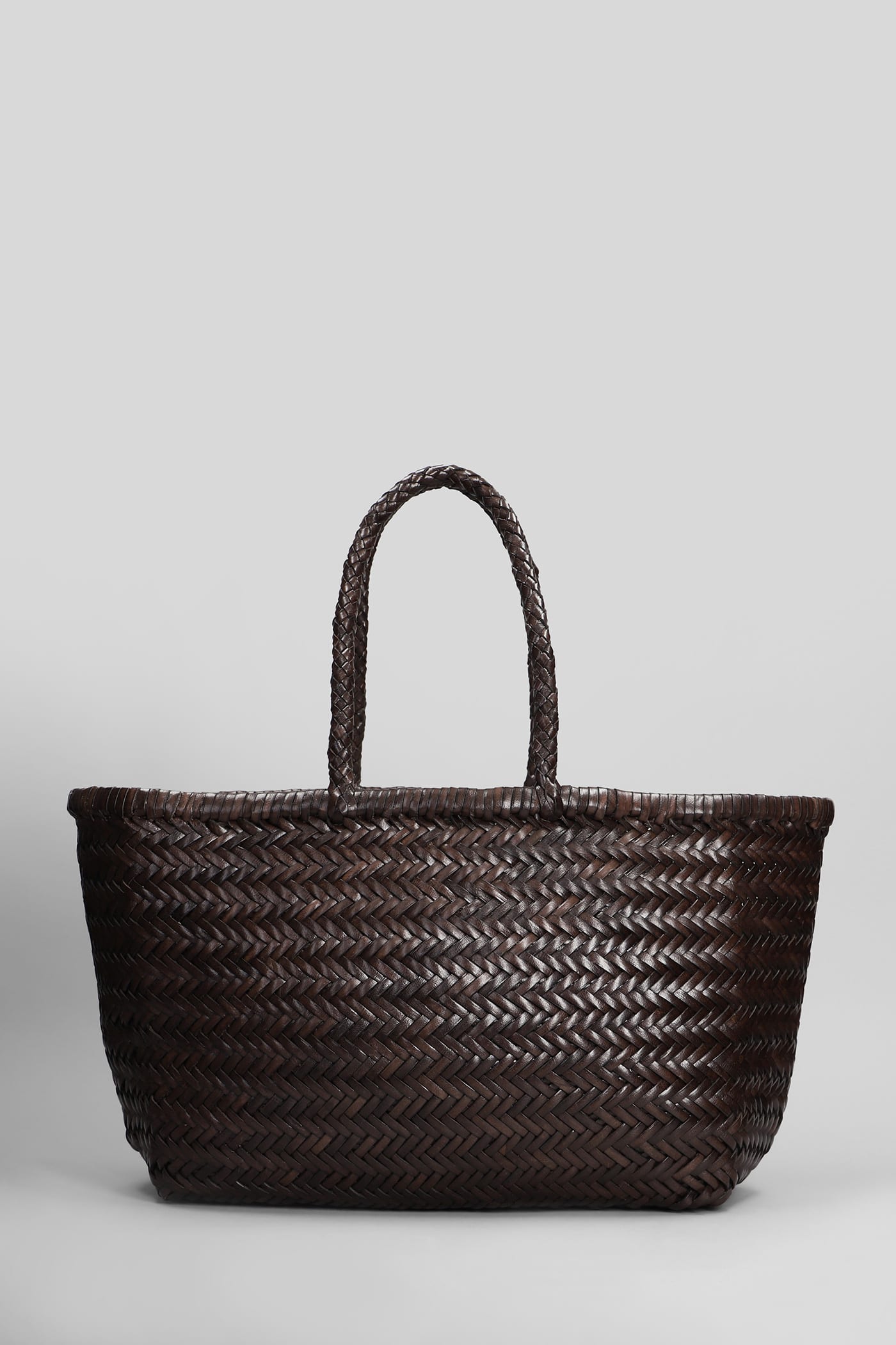 Bamboo Triple Jump Tote In Brown Leather