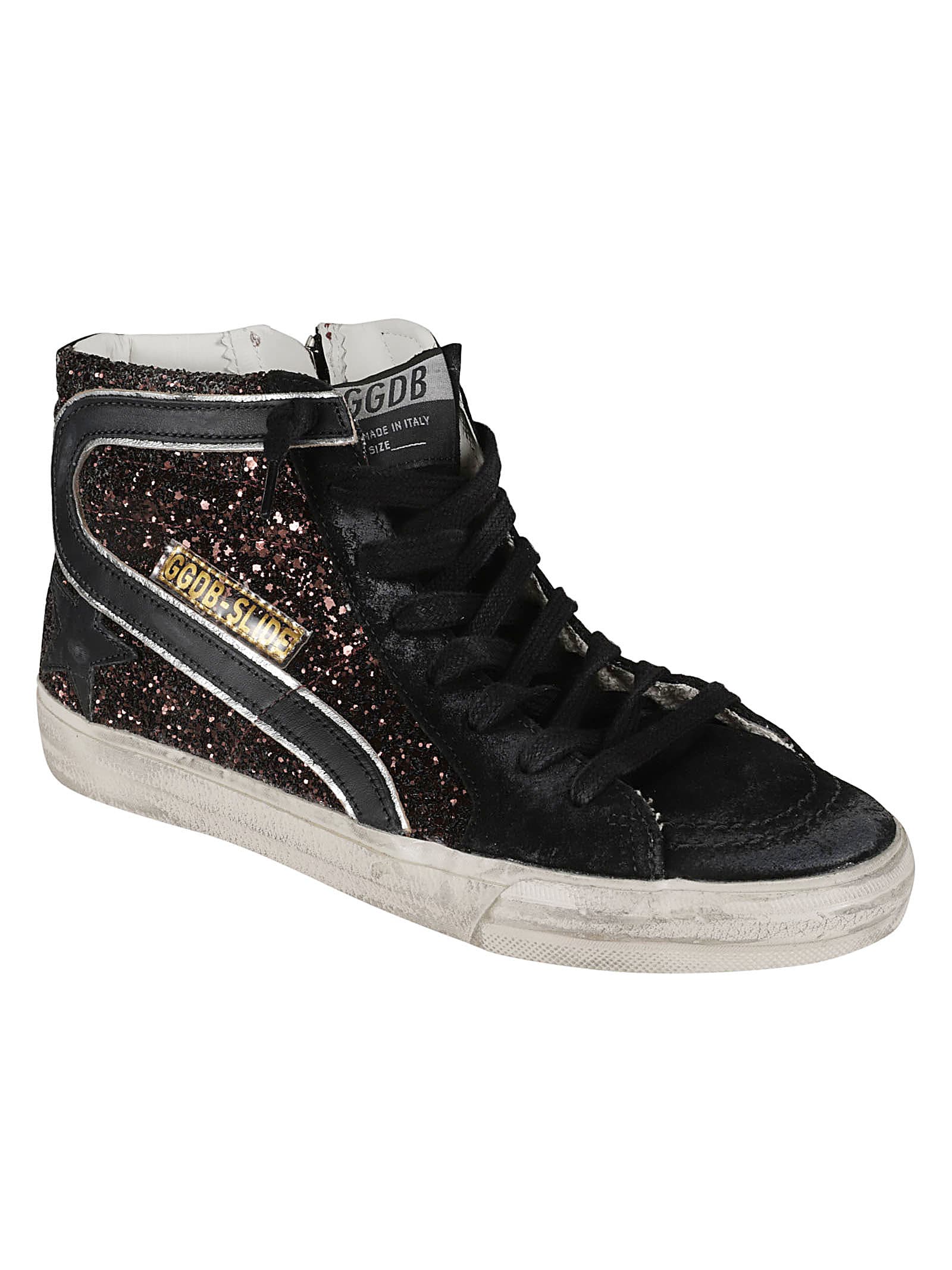 Golden Goose Slide Suede High-top Sneakers In Coffee Brown/black