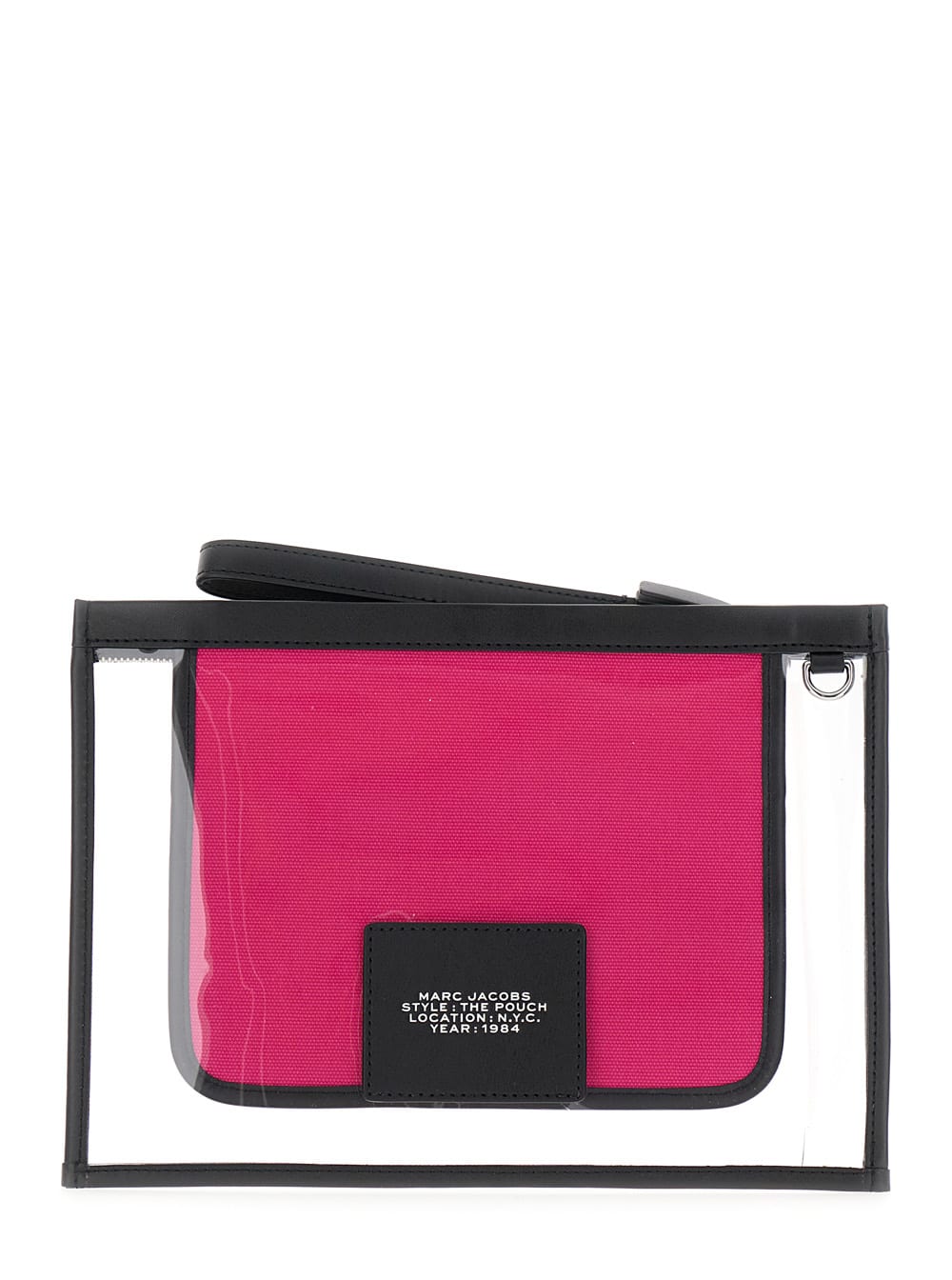 Shop Marc Jacobs The Clear Large Pouch Fuchsia Pouch With Logo Print In Pvc Woman In Black