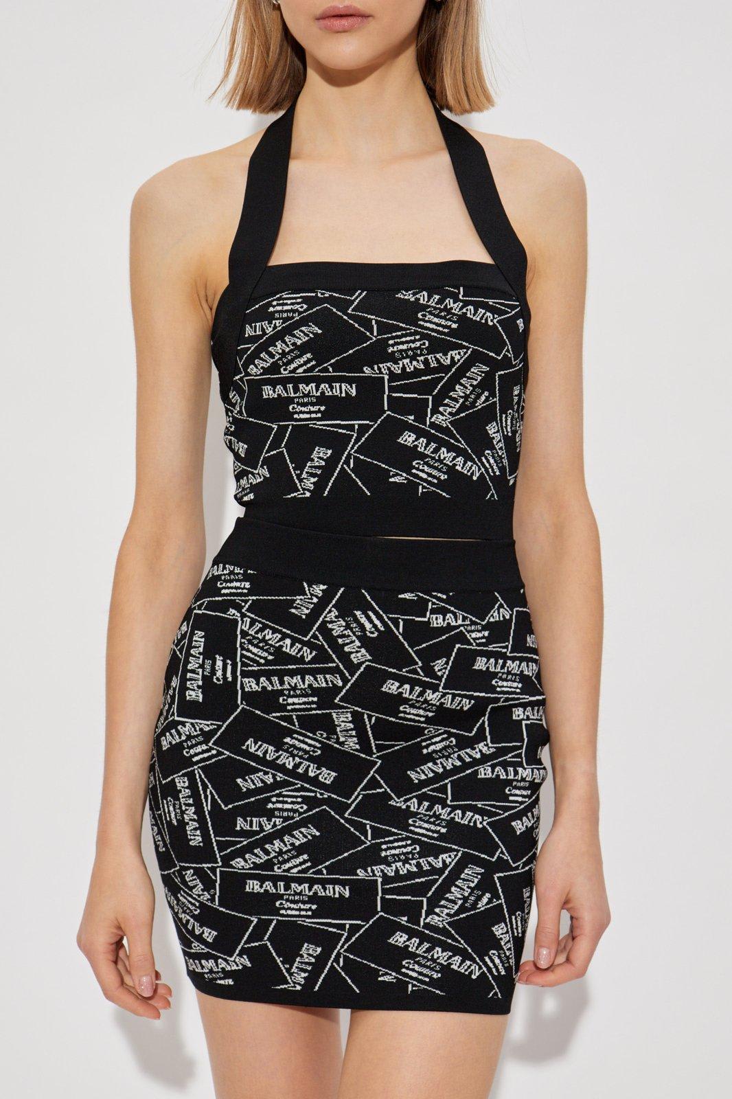 Balmain Top With Metal Open Back Slider In Nero