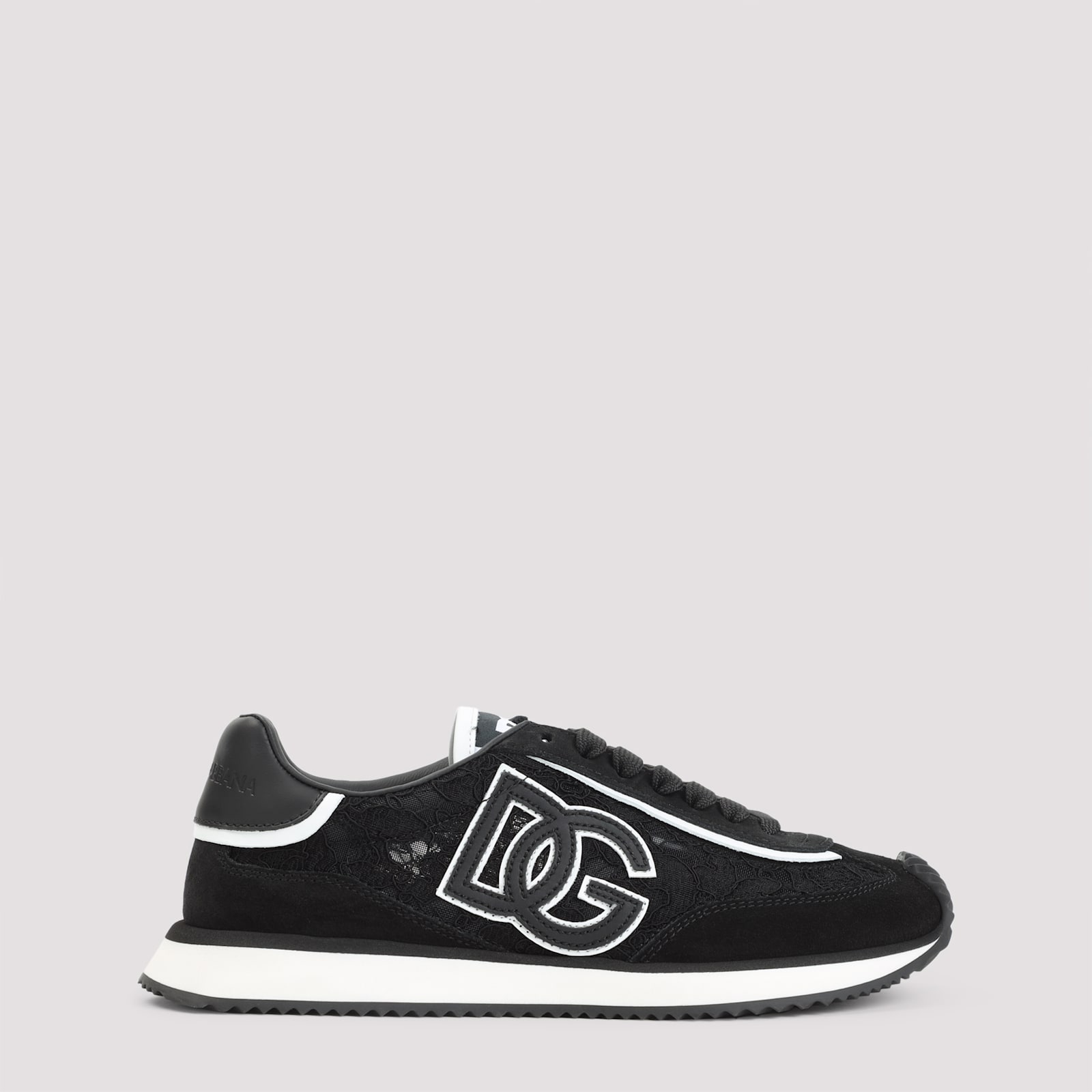 Dolce & Gabbana Dg Cushion Sneakers In Calfskin And Fabric In Multi