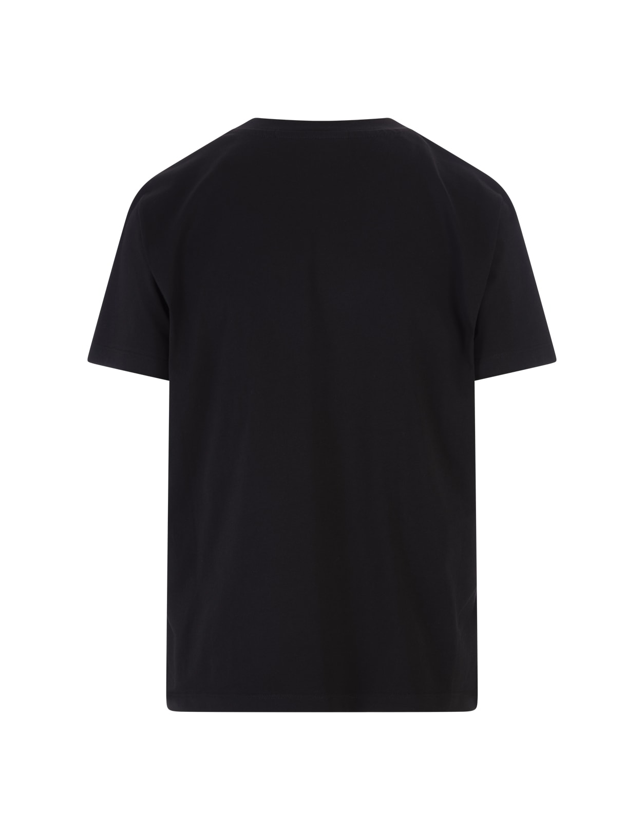 Shop Msgm Black T-shirt With White Micro Logo
